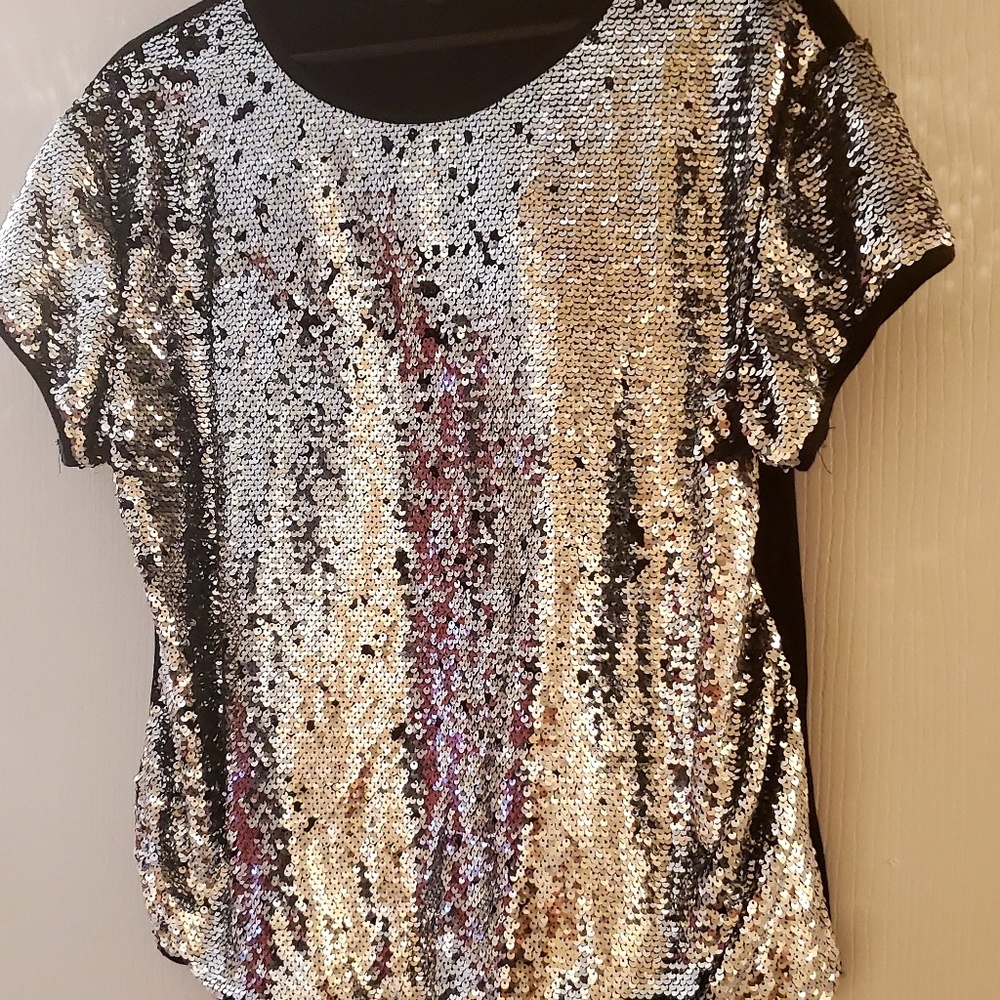 Women's Sequins 
 Round Neck Sparkle Top